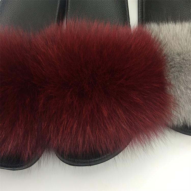 Womens Luxury Fox Fur Slippers Size 45 Comfortable Fluffy Feather Lined Summer Flat Sliders - 31
