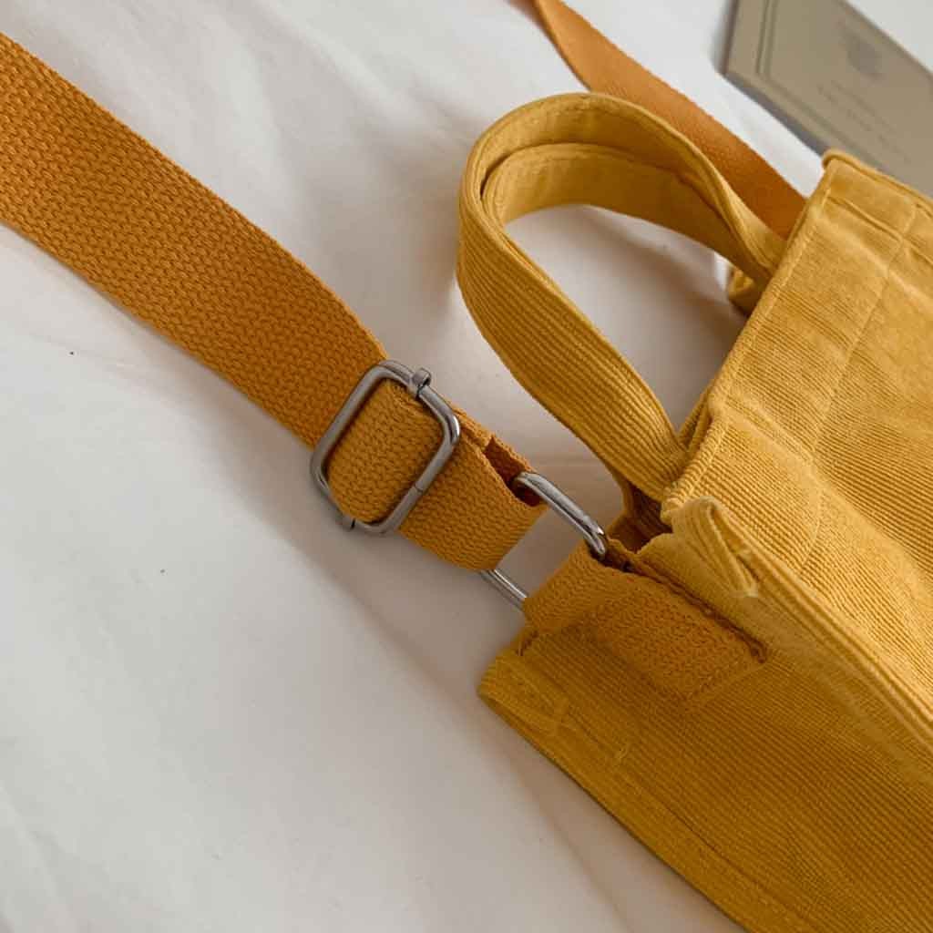 Women Corduroy Zipper Shoulder Bag Small Cotton Canvas Handbag Casual Tote Female Eco Crossbody Vintage Messenger Bags Aa - 5