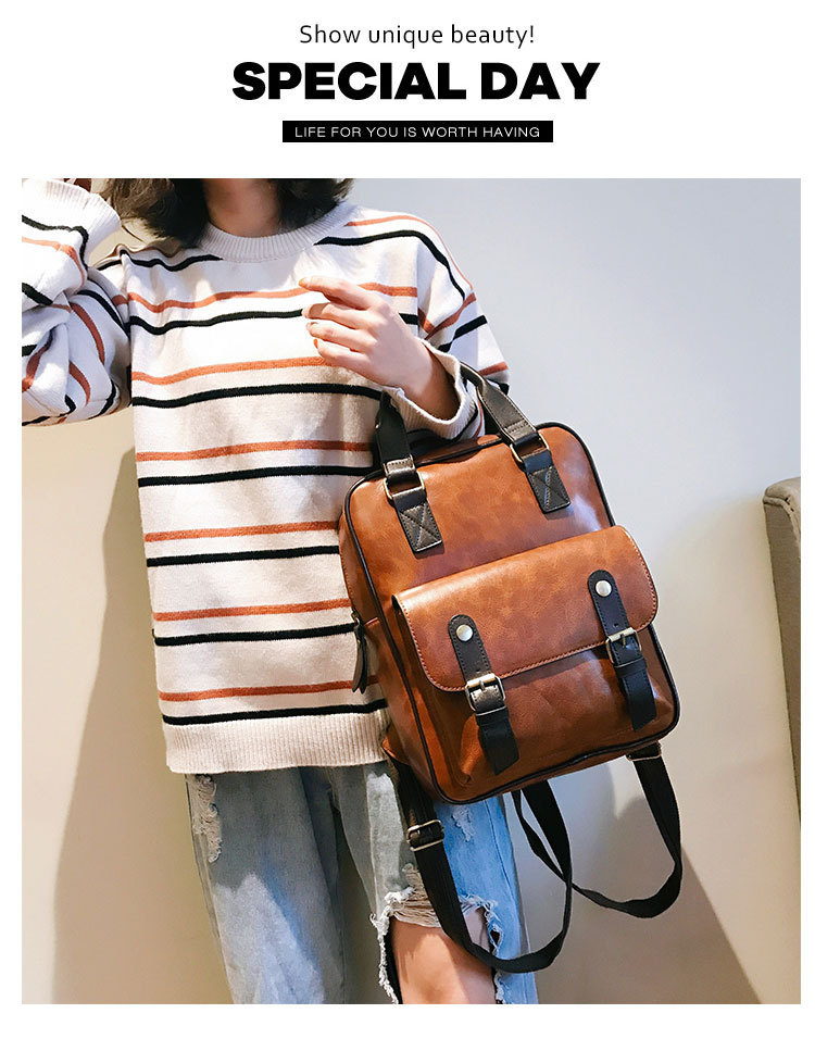 Antitheft Waterproof Vintage Leather Backpack For Women Large Capacity Laptop Compatible Korean Designer Brown - 21