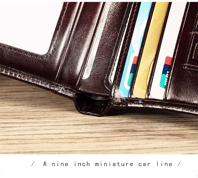 Genuine Leather Mens Wallet Compact Card Holder Classic Fashionable Style Durable Male Purse - 12