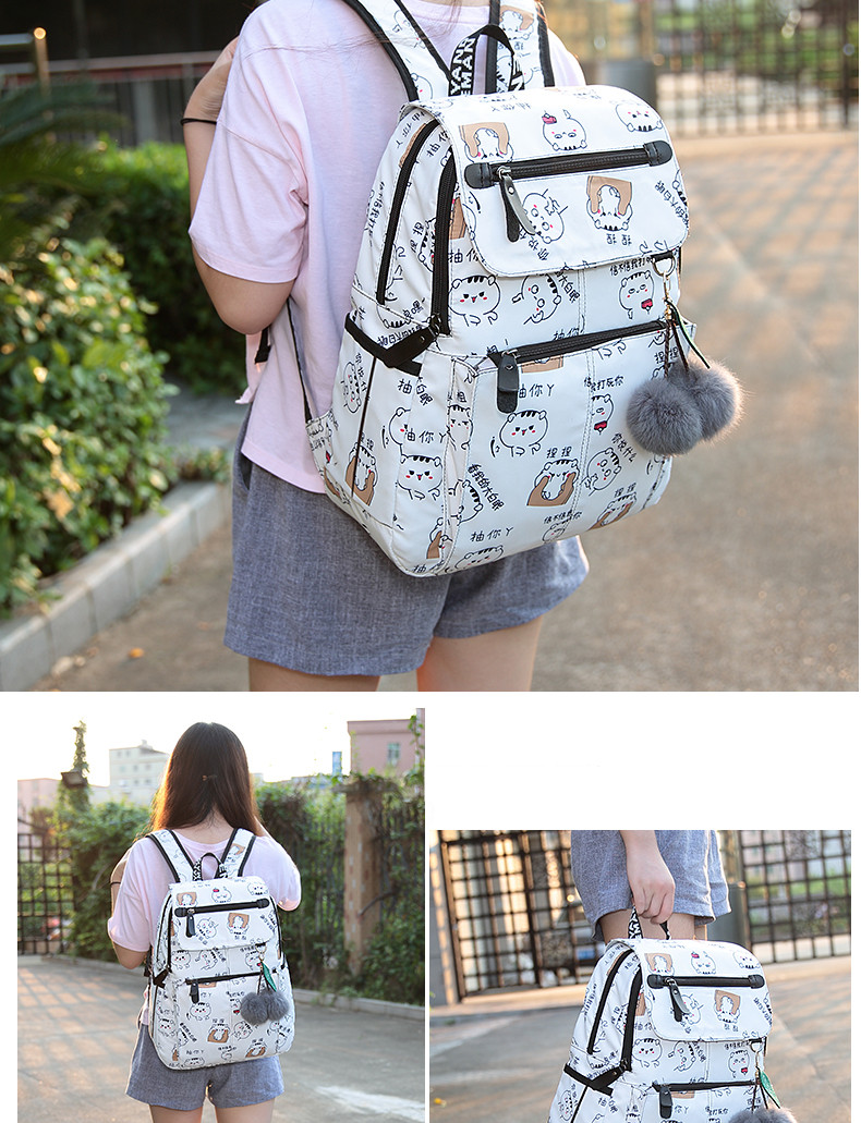 Okkid Girls School Laptop Backpack With Usb Port Cute Cat Design Childrens Backbag - 3