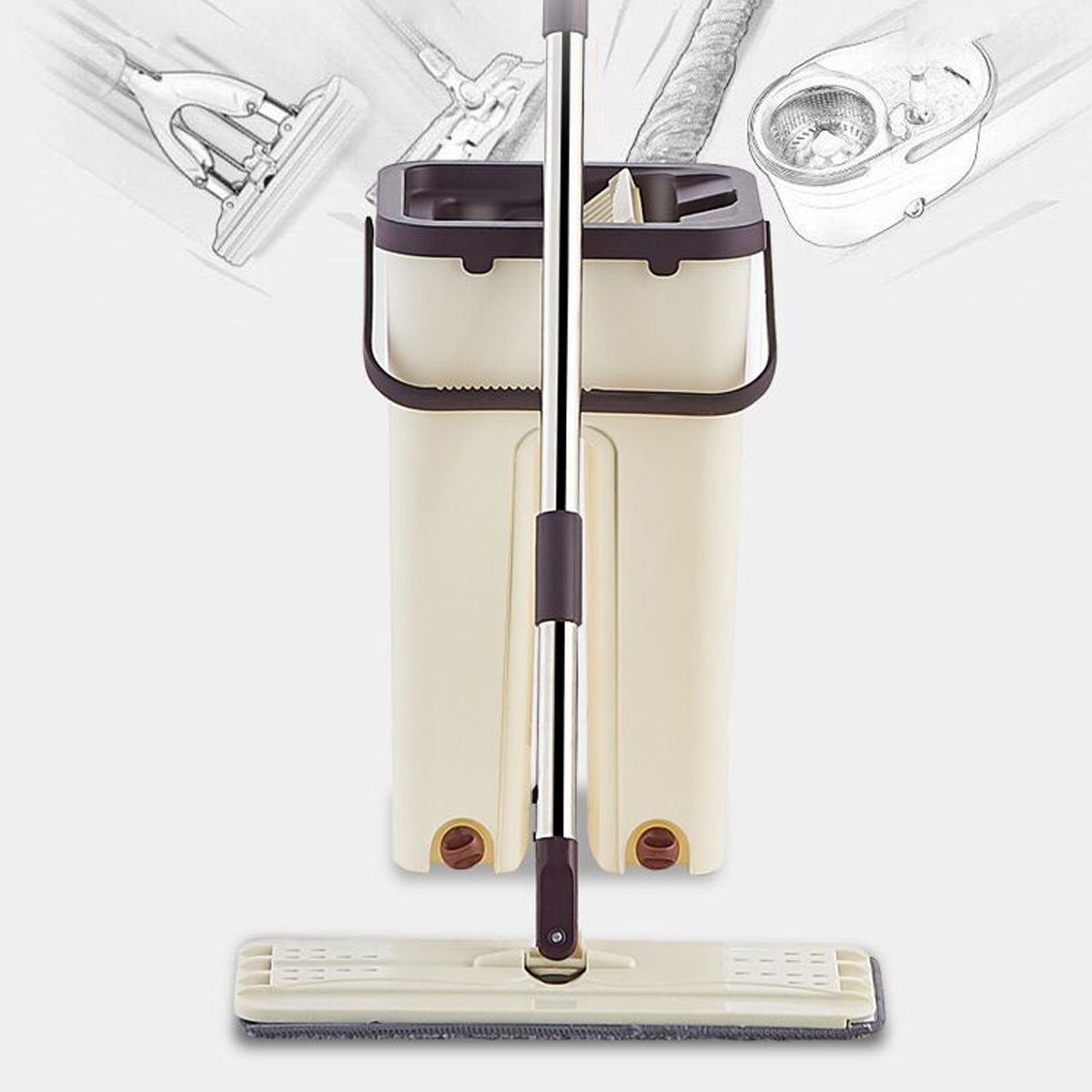 Automatic Selfwringing Flat Squeeze Mop And Bucket Set Handfree Ideal For Wet Or Dry Floor Cleaning - 9