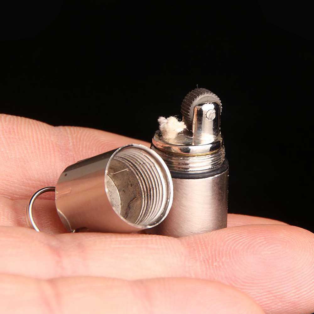 Compact Mini Kerosene Lighter Gasoline Inflated Keychain Attached Outdoor Survival Tool Grinding Petrol Wheel - 4