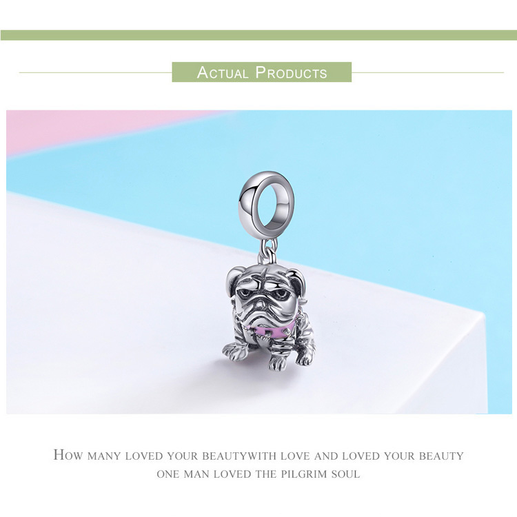 925 Sterling Silver French Bulldog Poodle Puppy Charm Beads Perfect Fit For Original Bracelets - 18