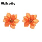 Wuli & Baby Flower Earrings Women Acrylic Big White Orange Green Holiday - 3