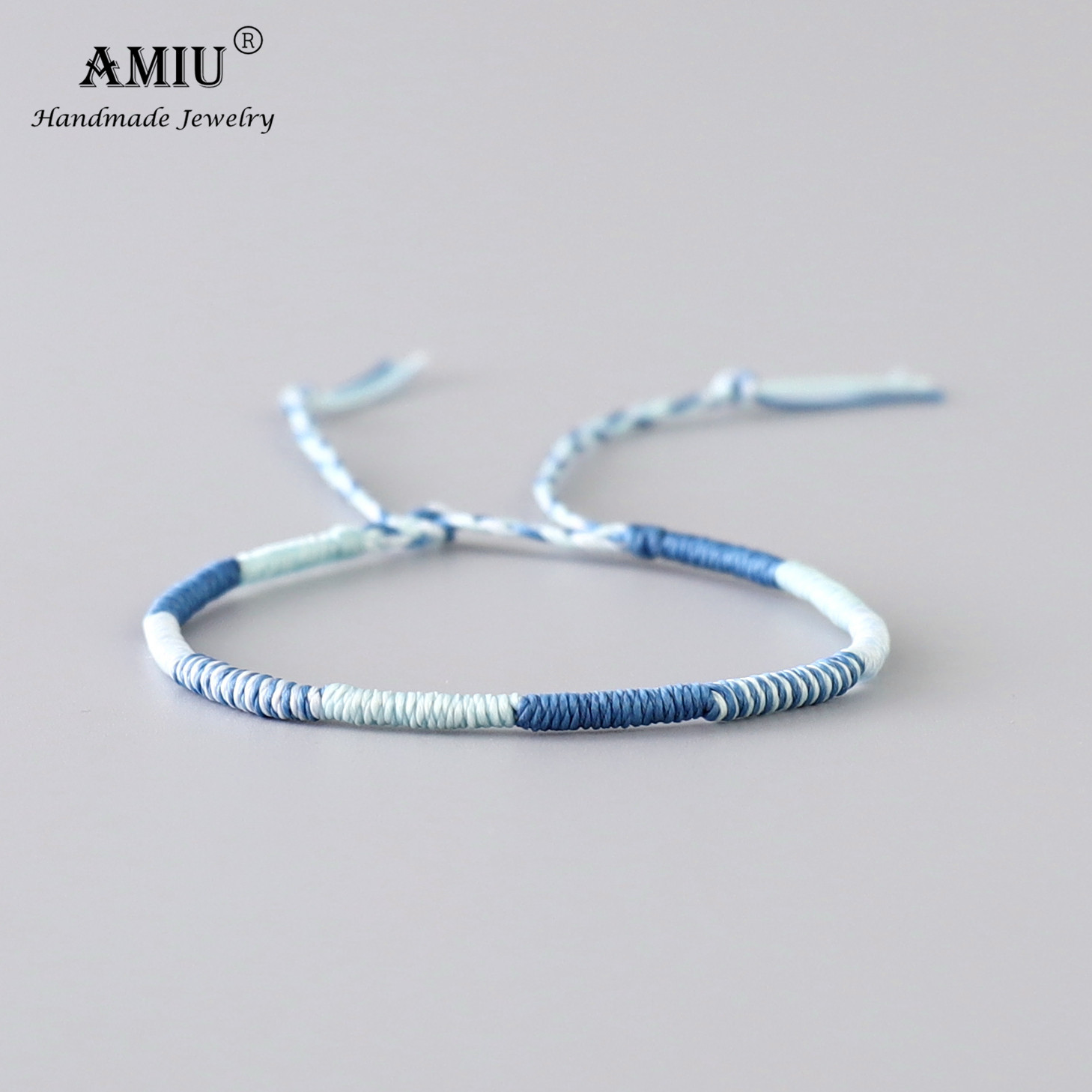 Unisex Handcrafted Amiu Waterproof Wax Thread Rope Bracelet Simple Knot Friendship Woven Wrap Style - 13