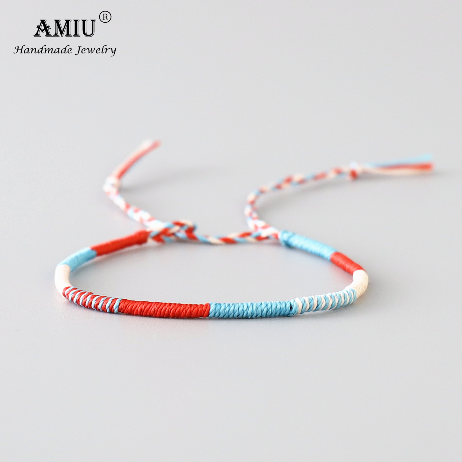 Unisex Handcrafted Amiu Waterproof Wax Thread Rope Bracelet Simple Knot Friendship Woven Wrap Style - 12