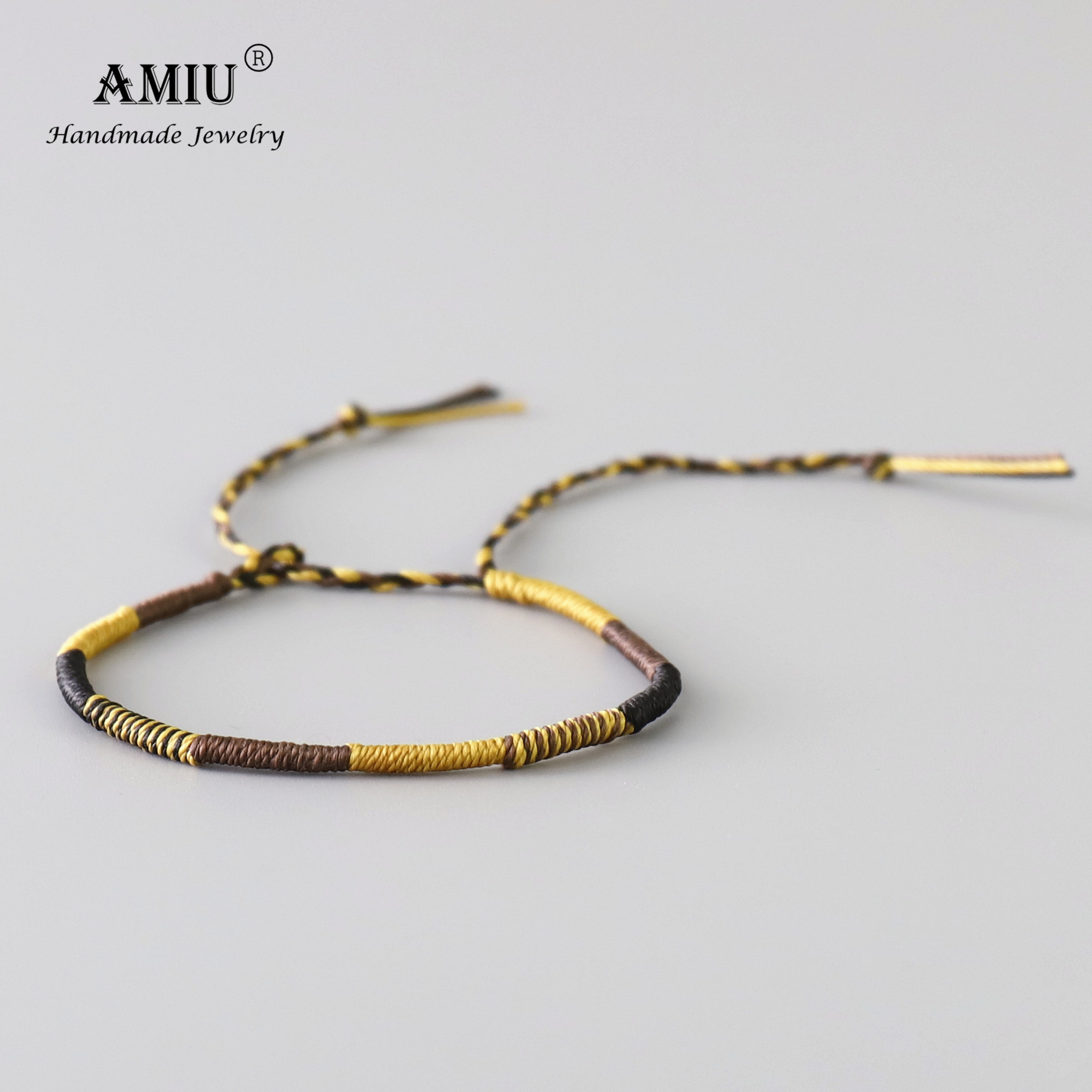 Unisex Handcrafted Amiu Waterproof Wax Thread Rope Bracelet Simple Knot Friendship Woven Wrap Style - 10