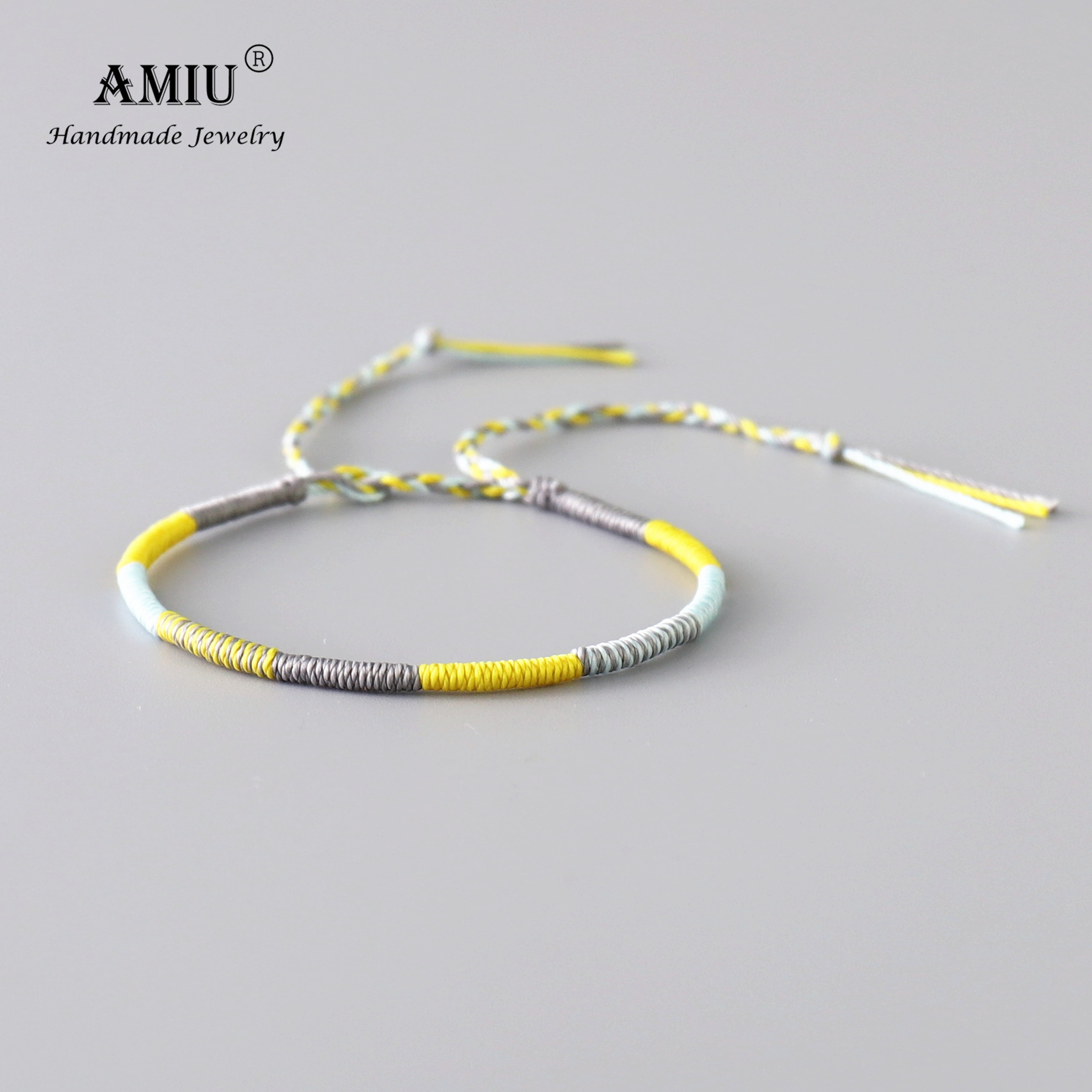 Unisex Handcrafted Amiu Waterproof Wax Thread Rope Bracelet Simple Knot Friendship Woven Wrap Style - 8