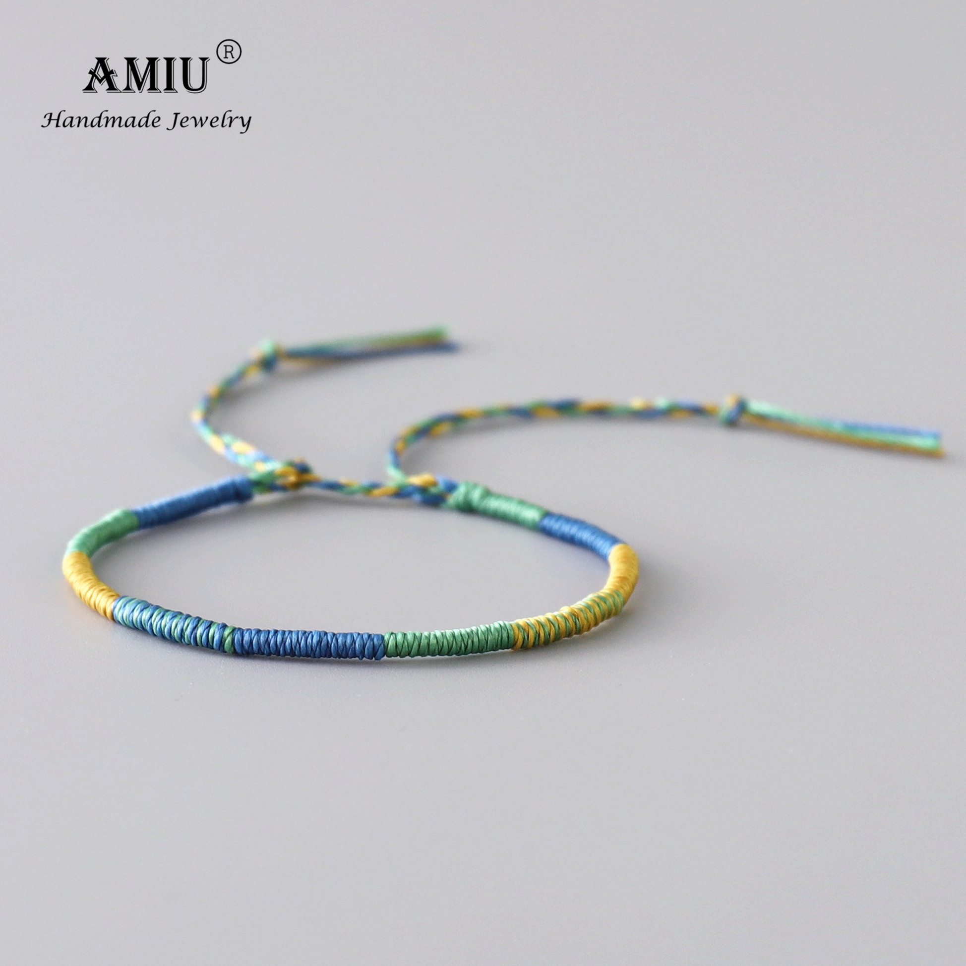 Unisex Handcrafted Amiu Waterproof Wax Thread Rope Bracelet Simple Knot Friendship Woven Wrap Style - 7