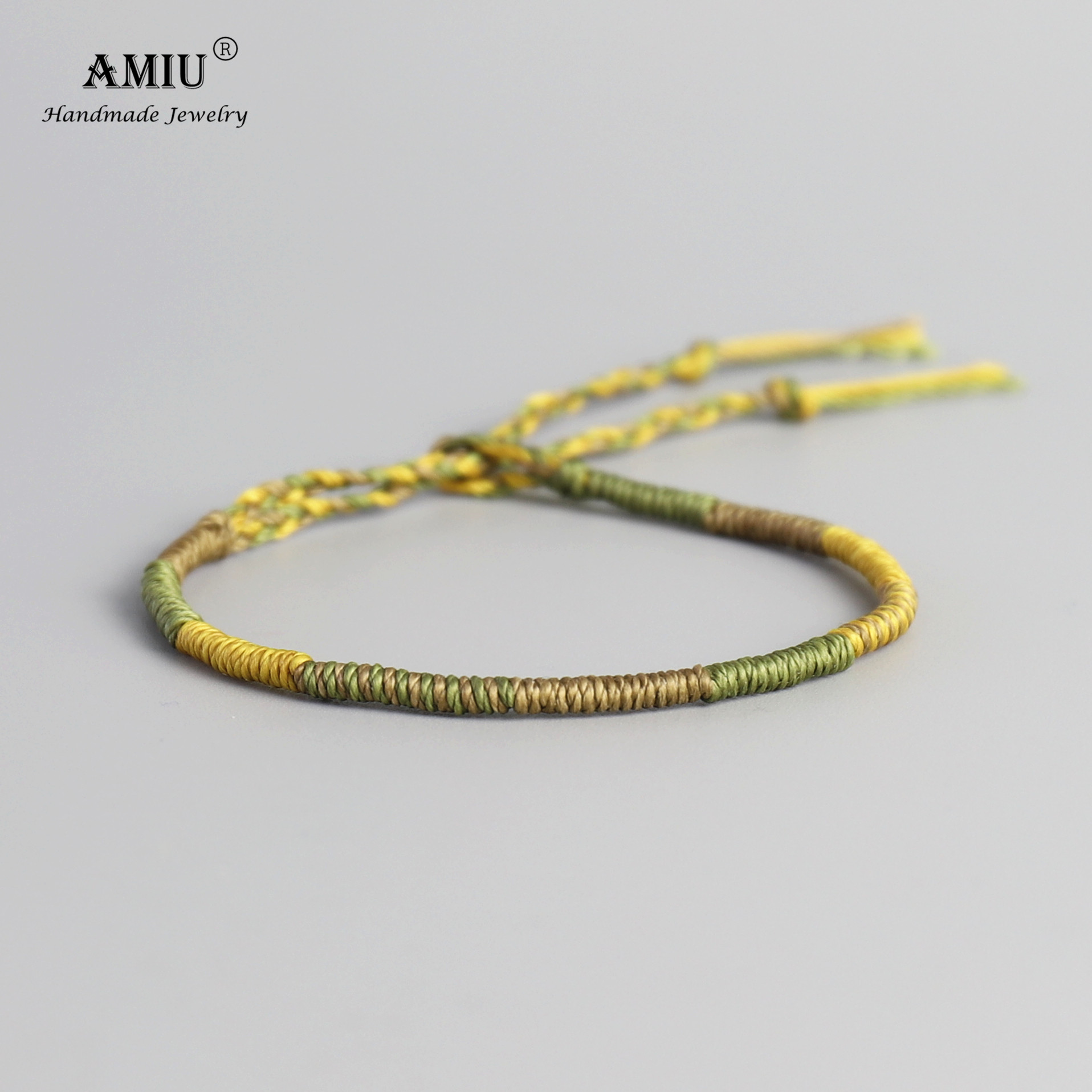 Unisex Handcrafted Amiu Waterproof Wax Thread Rope Bracelet Simple Knot Friendship Woven Wrap Style - 6