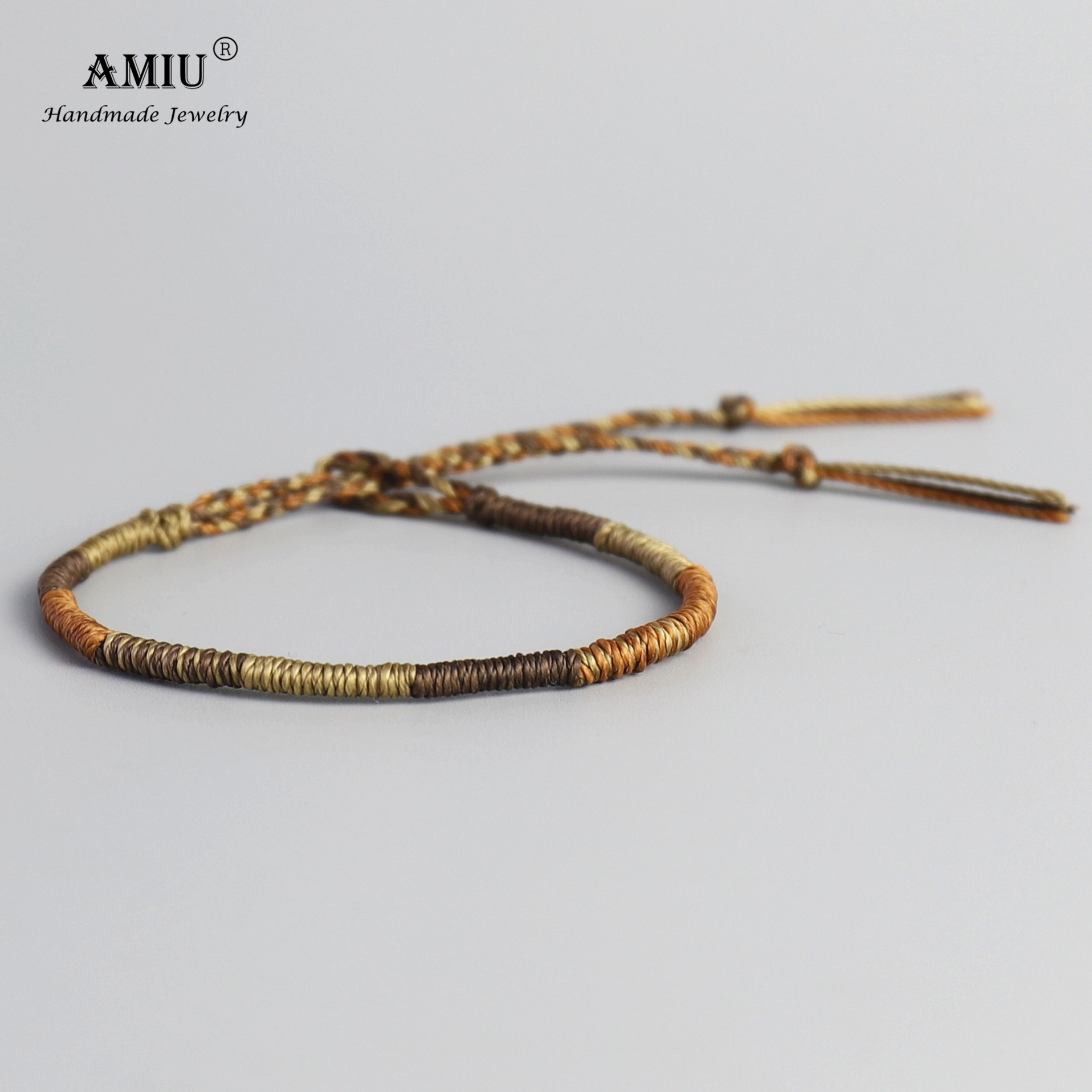 Unisex Handcrafted Amiu Waterproof Wax Thread Rope Bracelet Simple Knot Friendship Woven Wrap Style - 5