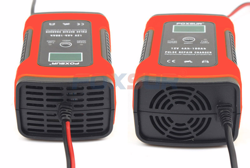 Foxsur 12v Battery Charger Automatic Car Motorcycle Charger 12ah100ah Pulse Repair Lcd Display Enhanced Durability - 1