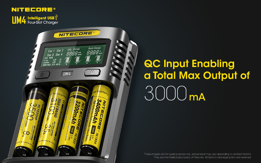 Nitecore Um4 Um2 Usb Qc Intelligent Battery Charger 100 Original Liion Aa Aaa 18650 21700 26650 Global Insurance - 2