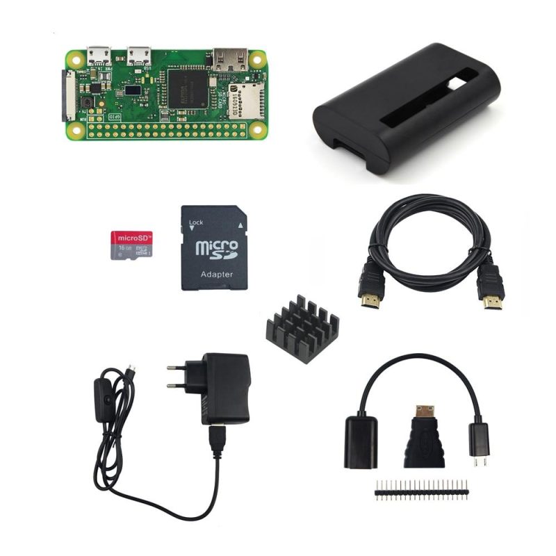Raspberry Pi Zero W Starter Kit Rpi 1 3 Board & 16g Card Power Adapter Abs Case Heat Sink In