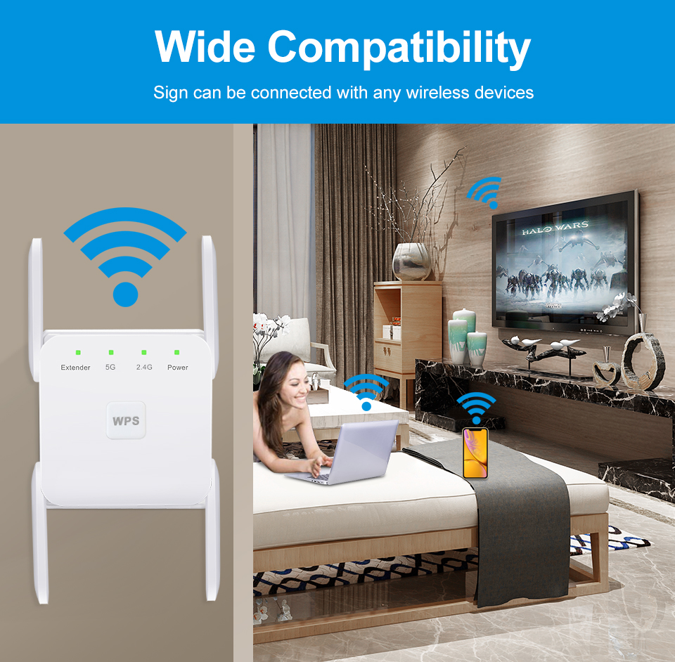 1200mbps Dualband 24g 5ghz Wifi Extender Long Range Wireless Repeater 80211n Wifi Signal Booster Wifi Amplifier - 5