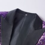Pyjtrl Men Stylish Gradual Change Gold Purple Blue Pink Green Sequins Suit Jacket Party Wedding Banquet Nightclub Singers Blazer - 2