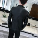 Faux Leather Suit Jacket Men Slim Fitted White Red Black Short Coat Blazer Male Fashion Mens Clothes Singer Stage - 2