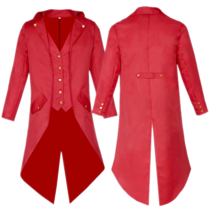 Mens Victorian Gothic Steampunk Frock Coat Retro Swallow Tail Suit Jacket Single Breasted Cosplay Uniform - 4