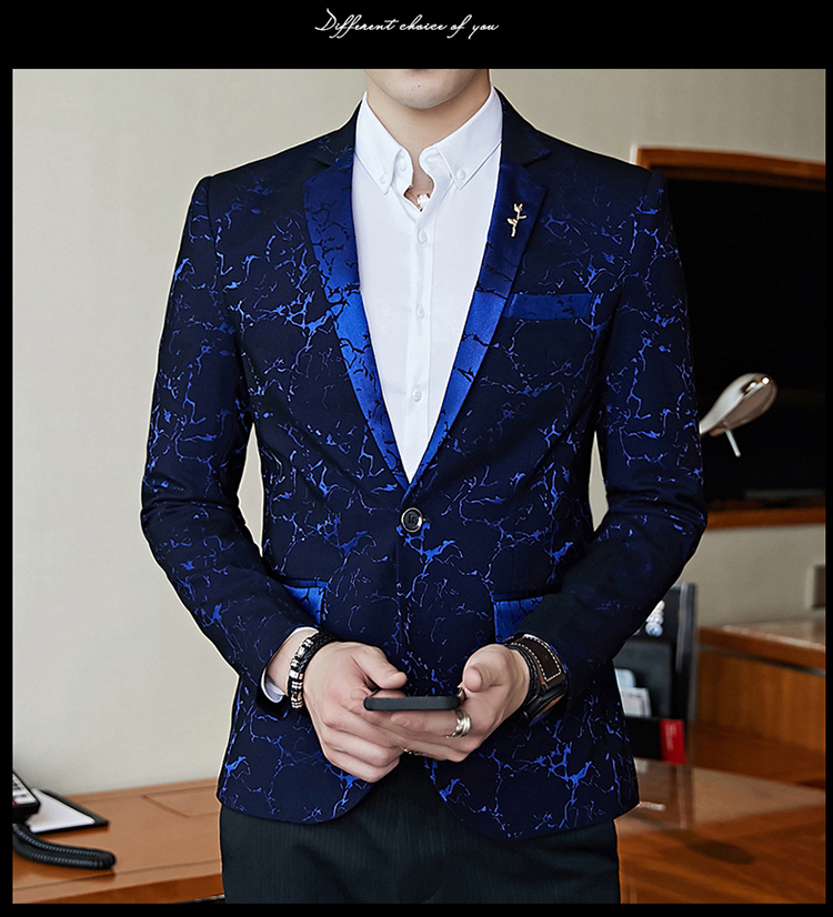 Elegant Slim Fit Luxury Party Blazer Contrast Collar Shiny Yarn Wine Redblueblack Prom Dinner Suit Jacket - 11