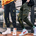 Streetwear Black Harem Pants Men Elastic Waist Punk With Ribbons Casual Slim Jogger Hip Hop Trousers - 5