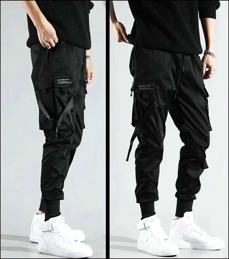 Multipocket Elastic Waist Harem Pant For Men Black Streetwear Jogger Casual Hip Hop Dancing Trousers Punk Style - 6