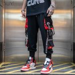 Letter Ribbons Sport Hip Hop Joggers Men Cargo Pants Pockets Track Tactical Casual Techwear Male Trousers Sweatpants Streetwear - 3