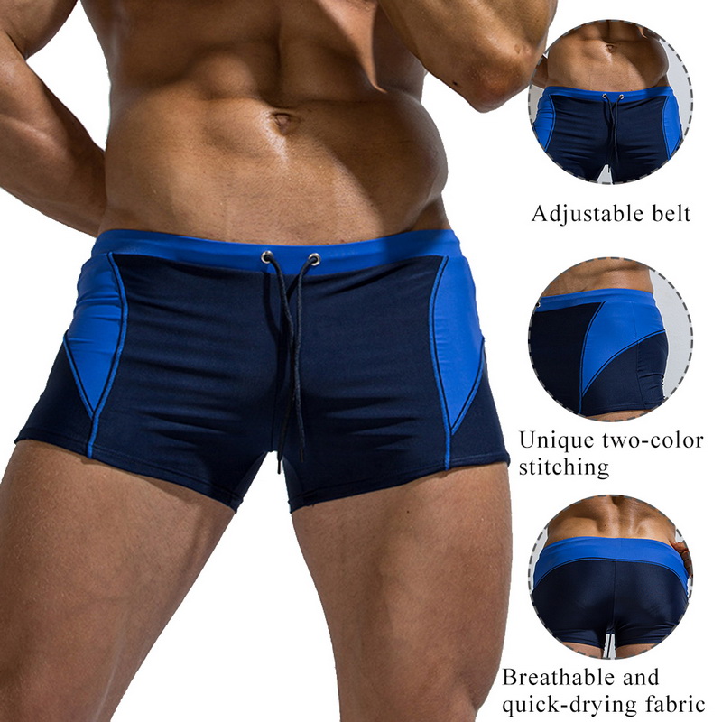 Laamei Mens Colorful Patchwork Swimwear Sexy Board Shorts Quickdry Beach Swimsuit Comfortable Swim Briefs - 21