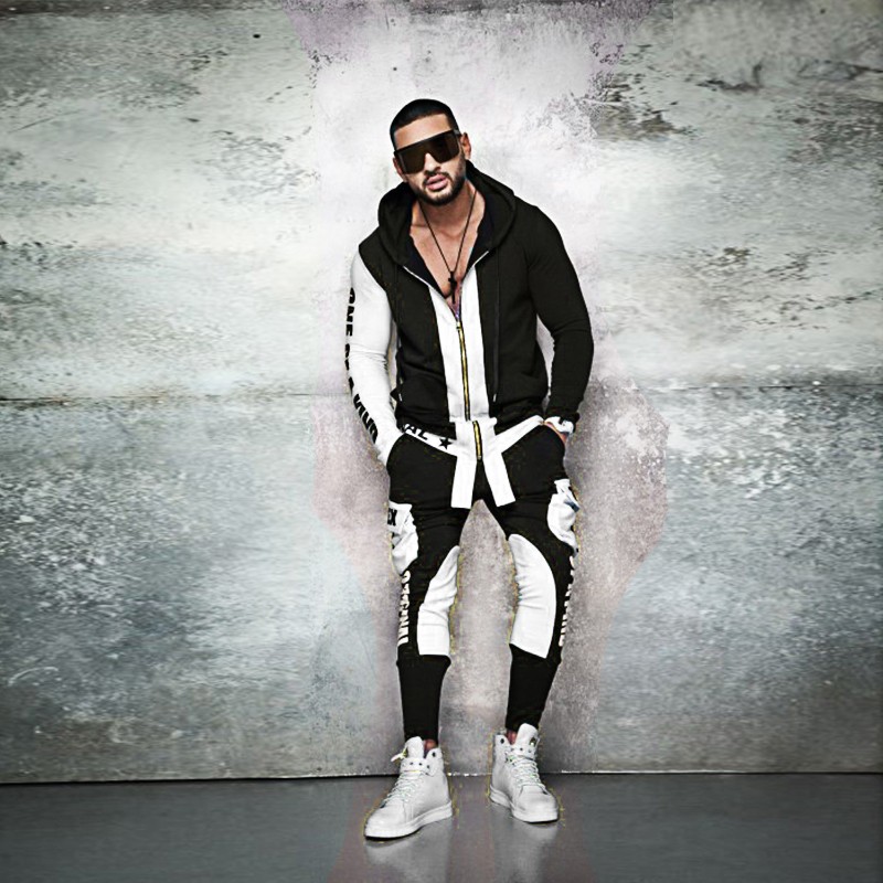 Zogaa Mens Stylish 2 Piece Tracksuit Set Comfortable Hoodies Sweatpants With Unique Letter Printing Casual Streetwear Joggers - 5