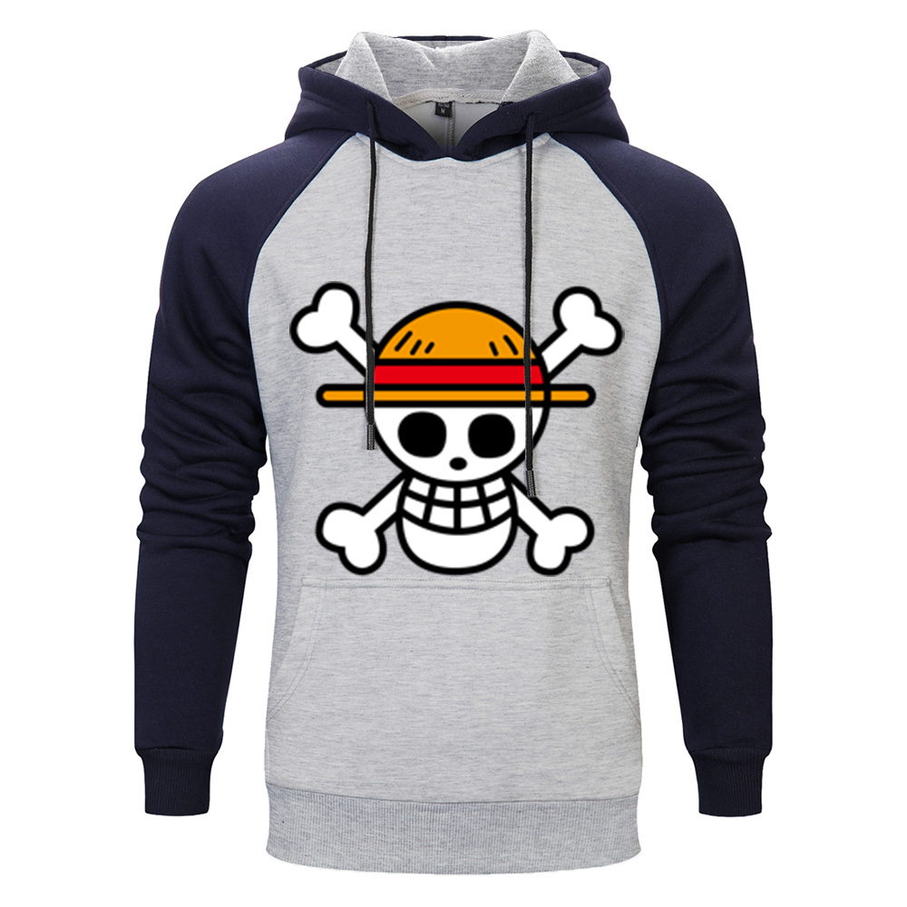 One Piece Anime Luffy Skull Hoodie Sweatpants Set Mens Casual Winter Autumn Twopiece Sweatsuit - 1