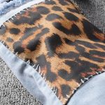 Sokotoo Men's Stars Printed Leopard Patchwork Rivet Slim Jeans Light Blue Holes Ripped Skinny Stretch Denim Pants Trousers - 4