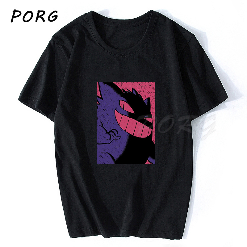 Mens Gengar Pokemon Graphic Tshirt Japanese Aesthetic Gothic Style Cotton Oneck Short Sleeve Fashionable Tops - 12