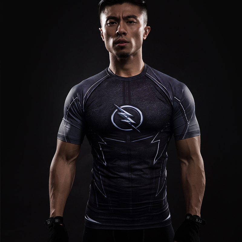 Mens Short Sleeve 3d Graphic Tshirt Superhero Fitness Compression Tee Captain America Superman Punisher Mma - 43
