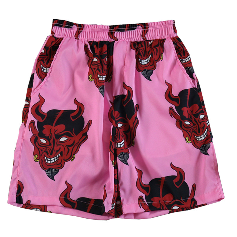 Devil Graphic Print Streetwear Shorts For Men Hiphop Harajuku Style Elastic Waist Summer Beach Casual Sports - 3