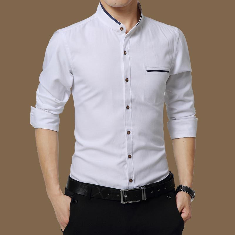 Cotton Slimfit Mens Dress Shirt Long Sleeve White Ideal For Business Social Events Sizes 4xl5xl - 27