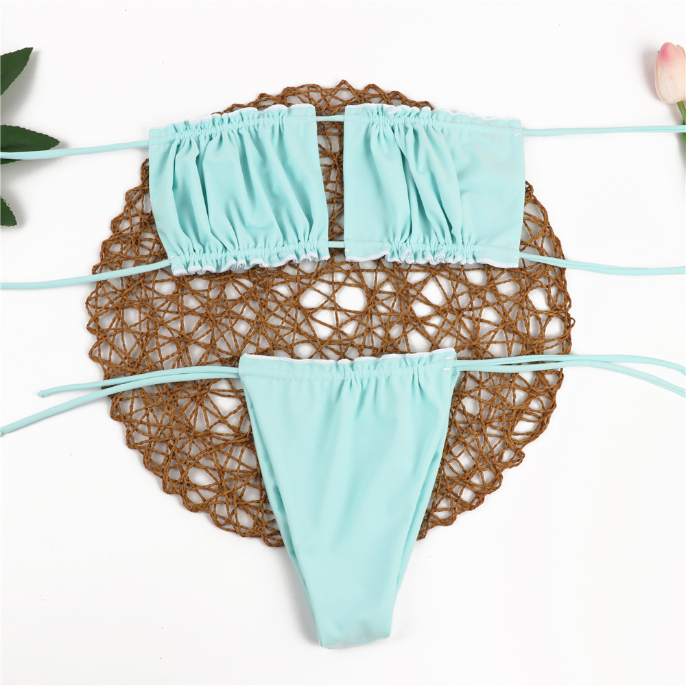 Pushup Bandeau Bikini Set For Women Sexy Micro Swimwear For Beach Twopiece Swimsuit - 12