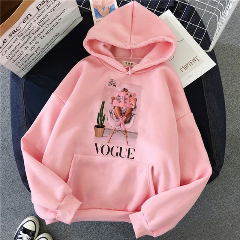 Womens 90s Inspired Harajuku Ullzang Hoodie Funny Princess Vogue Pink Streetwear Sweatshirt Pullover - 3