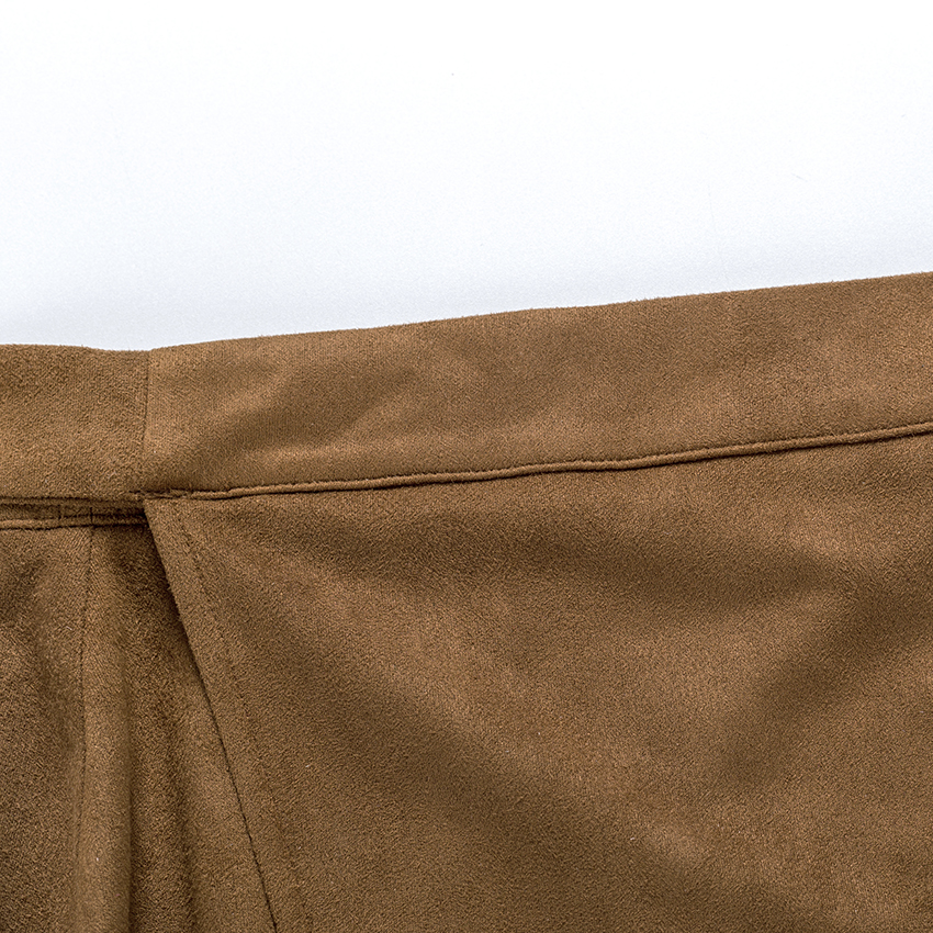 Ootn Autumn Winter High Waist Laceup Midi Skirt Elegant Casual Office Wear For Women In Khaki Suede - 18