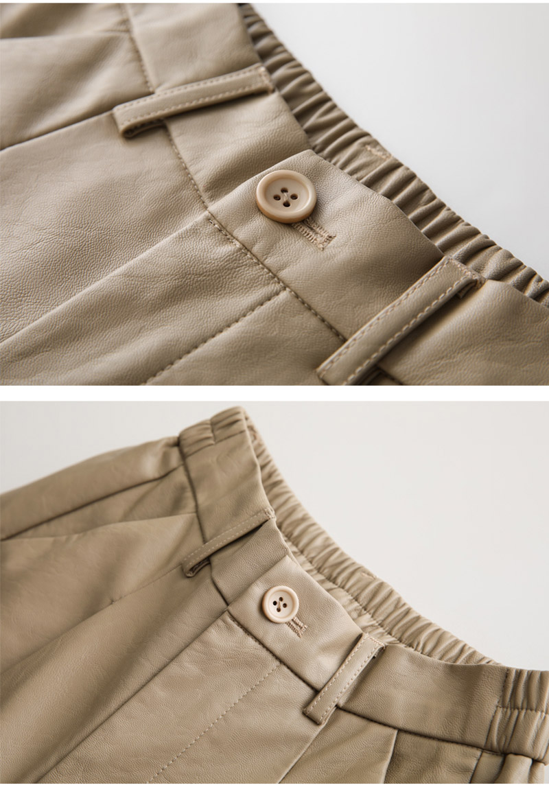 Womens Plus Size Pu Leather Shorts S4xl Autumn Winter Fashion Elastic Waist Loose Bermuda Trousers - 14