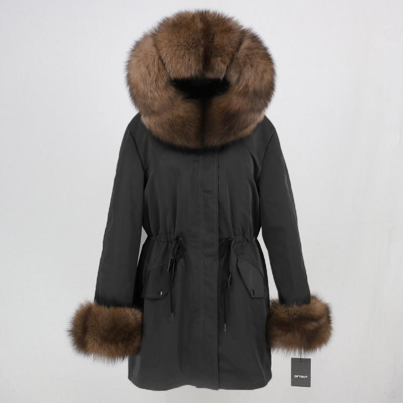 Luxurious Womens Winter Fashion Jacket With Natural Fox Fur Collar Detachable Long Parkas Outerwear - 9