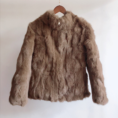 Elegant Genuine Rabbit Fur Winter Coat For Women Stand Collar Overcoat Luxury Fashion Jacket Outwear - 6