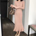 Autumn Winter Thick Mermaid Maxi Sweater Dress Women O-neck Long Elegant Female A-line Slim Sexy Knit - 3