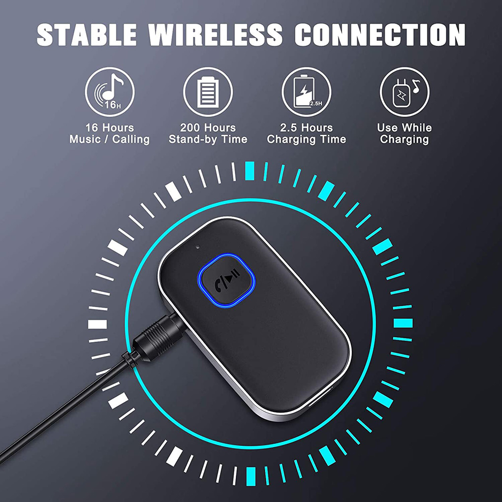 J22 Portable Bluetooth 50 Receiver Wireless Car Adapter Aux 35mm Builtin Microphone Audio Enhancement - 4