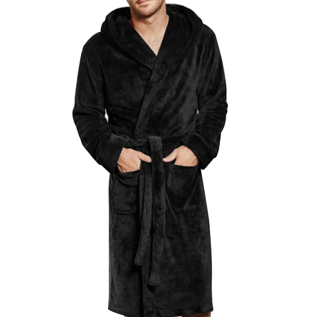 Mens Luxury Winter Flannel Bathrobe Plus Size 3xl5xl Thick Solid Dressing Gown Belted Empire Long Robe - 4