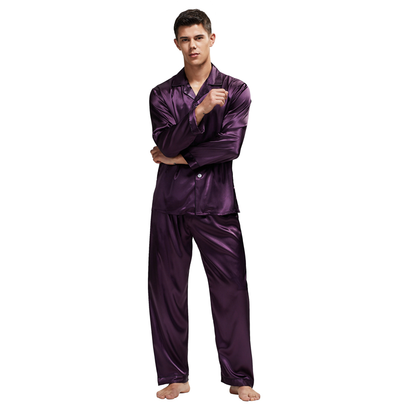 Tony Mens Luxury Stain Silk Pajama Set Soft Cozy Satin Nightwear Sexy Modern Summer Sleepwear - 17