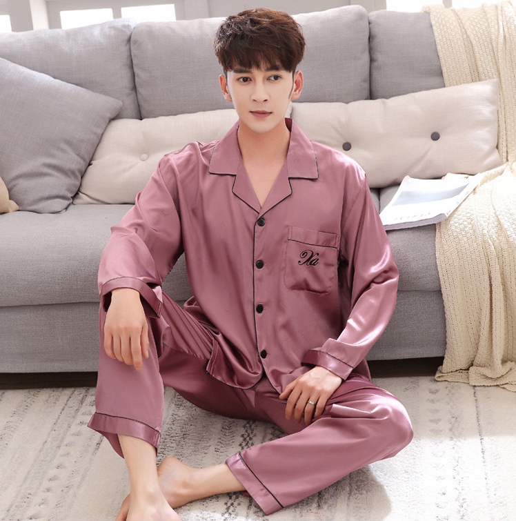 Luxurious Satin Silk Pajama Set Comfortable Couple Sleepwear Unisex Nightwear Casual Home Attire For Men Women - 11