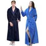 Men Winter Extra Long Thick Warm Grid Flannel Bathrobe Mens Luxury Kimono Bath Robe Women Sexy Robes Male Thermal Dressing Gown - 6