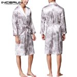 Stylish Men's Bathrobe Silk Kimono Long Sleeves Robe Chinese Lucky Dragon Print Pajamas Men Gown Homewear Masculina - 3