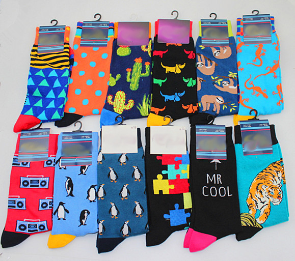 Mens Winter Long Thick Skate Socks Hip Hop Cool Colorful Fun Patterns Cactus Panda Monkey Eur4047 - 1