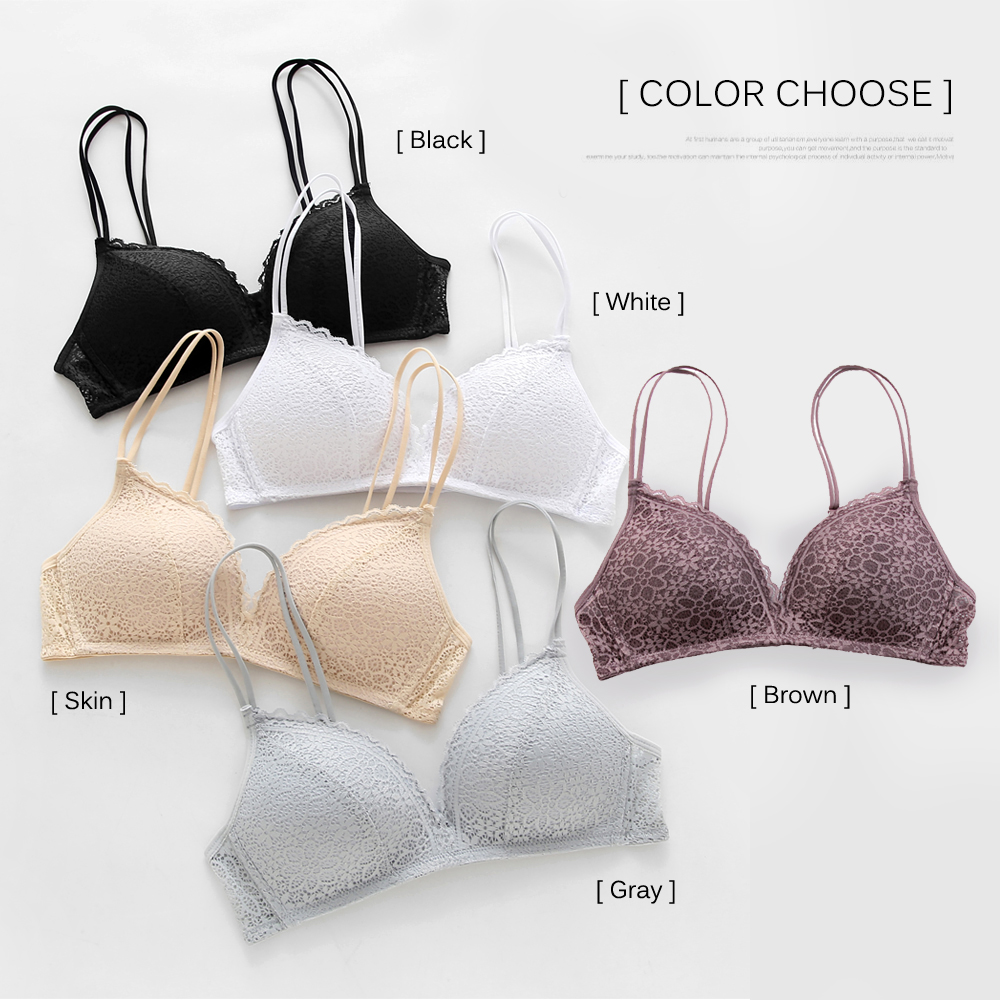 Womens Sexy Lace Bralette Wirefree Push Up Bra Ideal For Small To Medium Breasts A B C Black Lingerie Underwear - 5